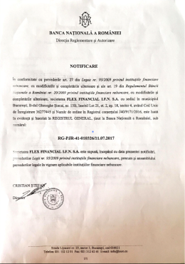 FLEX FINANCIAL I.F.N. S.A. cu sediul in municipiul